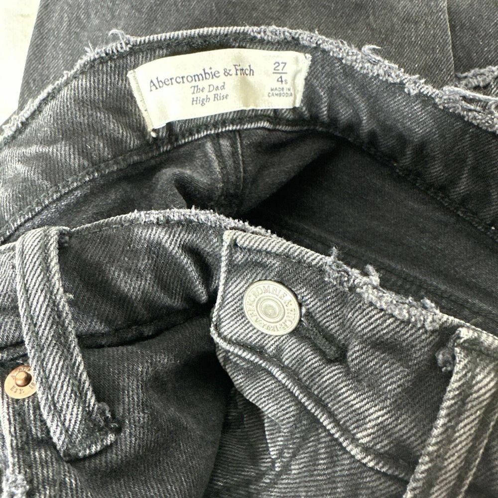 Abercrombie & Fitch Jeans Dad High Rise Women's Size 27/4S Button Fly Black